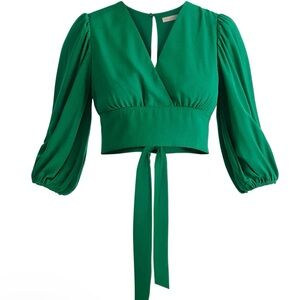[basically NWOT!]Paisie Vibrant Kelly Green Blouse